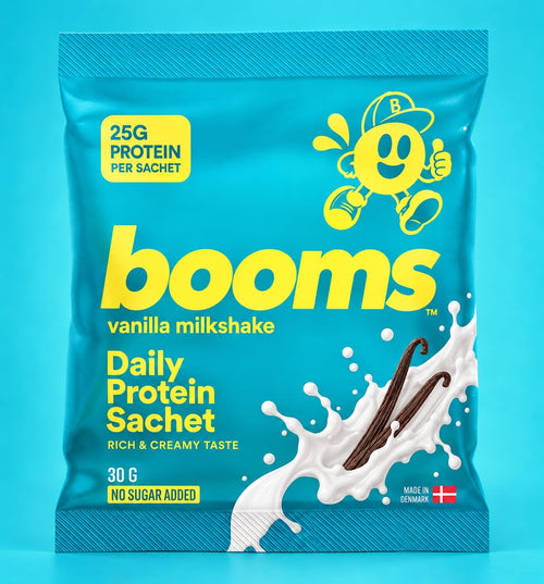 booms Vanilla Milkshake — single 30 g daily protein sachet