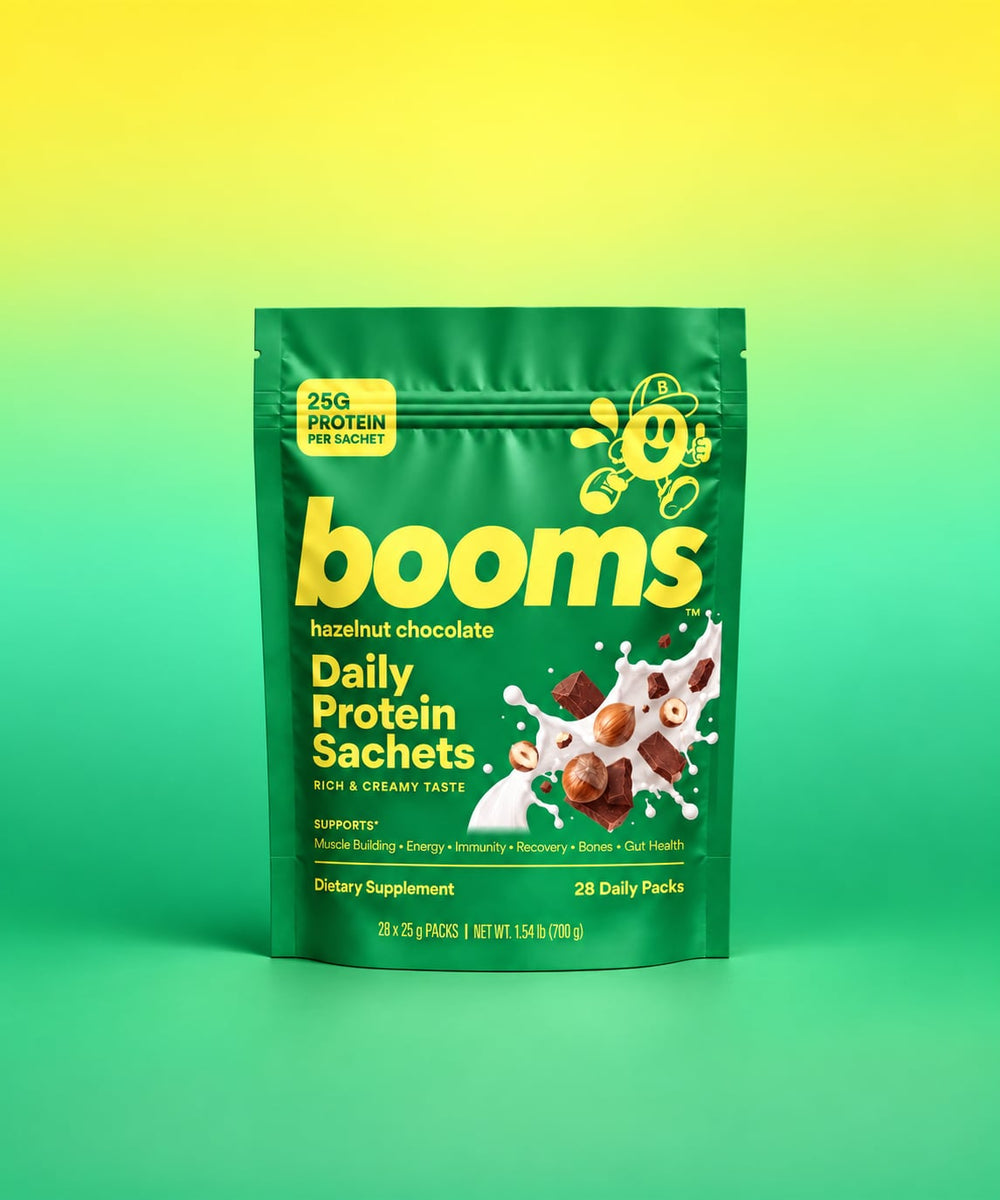 booms Hazelnut Chocolate — 28 daily protein sachets pouch