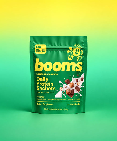 booms Hazelnut Chocolate — 28 daily protein sachets pouch